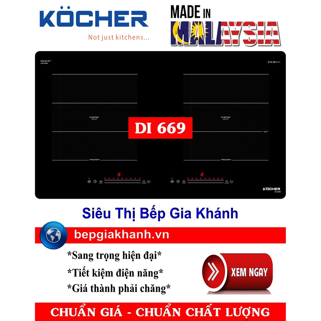 [HCM]Bếp từ đôi Kocher DI 669 nhập khẩu Malaysia