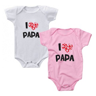 Jumpsuit Bodysuit Romper Liền Mảnh In Chữ I Love Papa Cho Các Bé Nhỏ Sơ Sinh