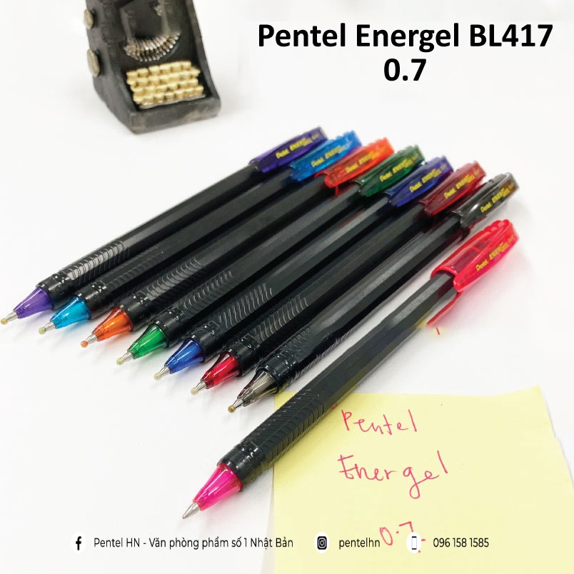 Bút Bi Nước Mực Gel Nhật Bản Pentel Energel BL417 | 12 Màu Mực | Ngòi 0.7mm | Công Nghệ Mực Siêu Nhanh Khô | Không Lem |