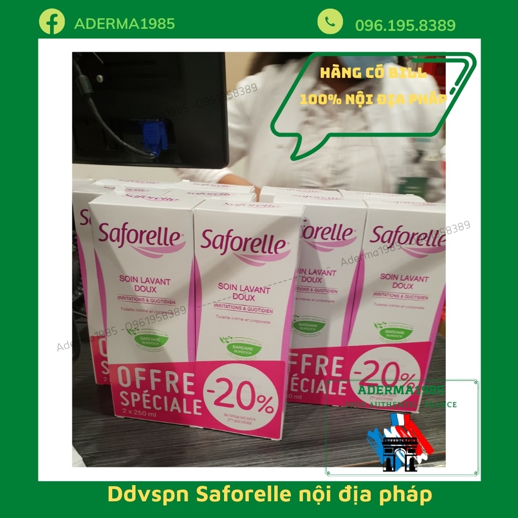 Dung dịch vệ sinh phụ nữ Saforelle 500ml chăm sóc da nhạy cảm hương dịu nhẹ, hàng nội địa pháp