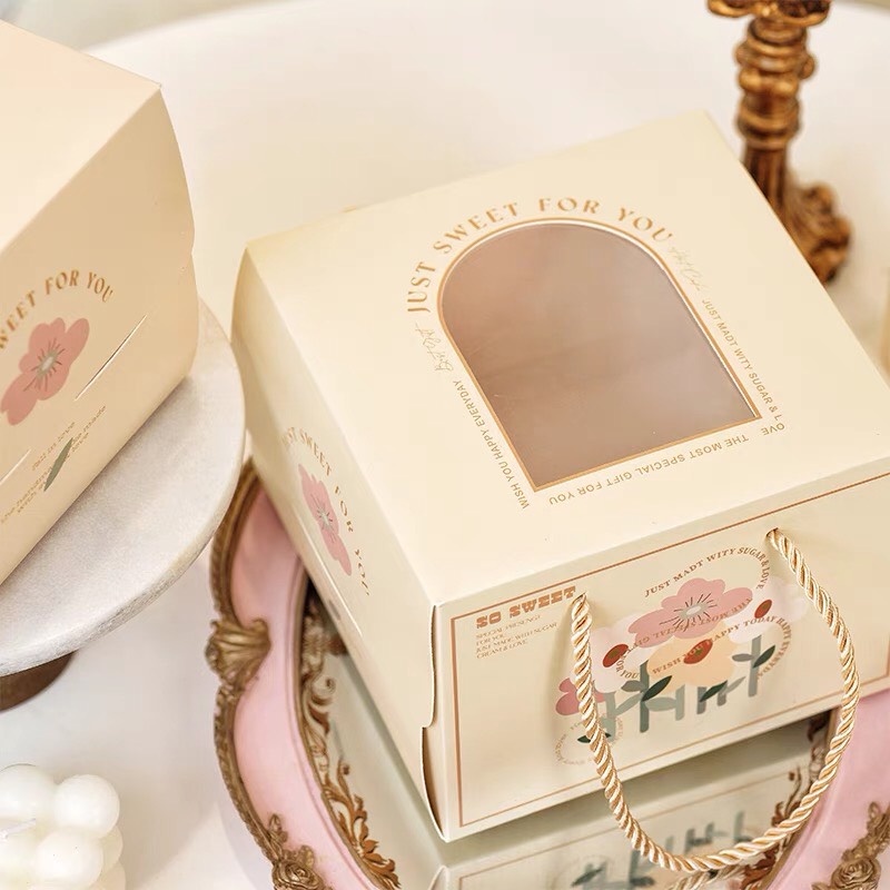 Hộp đựng bánh kem sinh nhật, tặng kèm đế bánh, mini 16cm,  màu pastel phong cách dễ thương - POPPY STORE