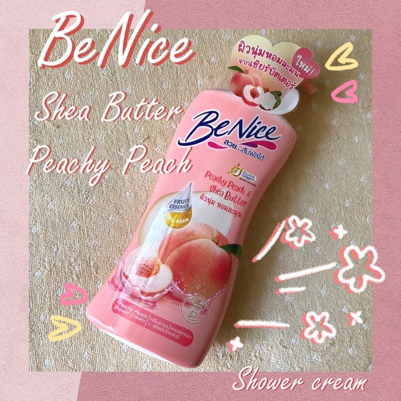 Sữa tắm thơm mùi đào Thái Lan BeNice Cream Peachy Peach &amp; Shea Butter 450ml dưỡng ẩm mịn da