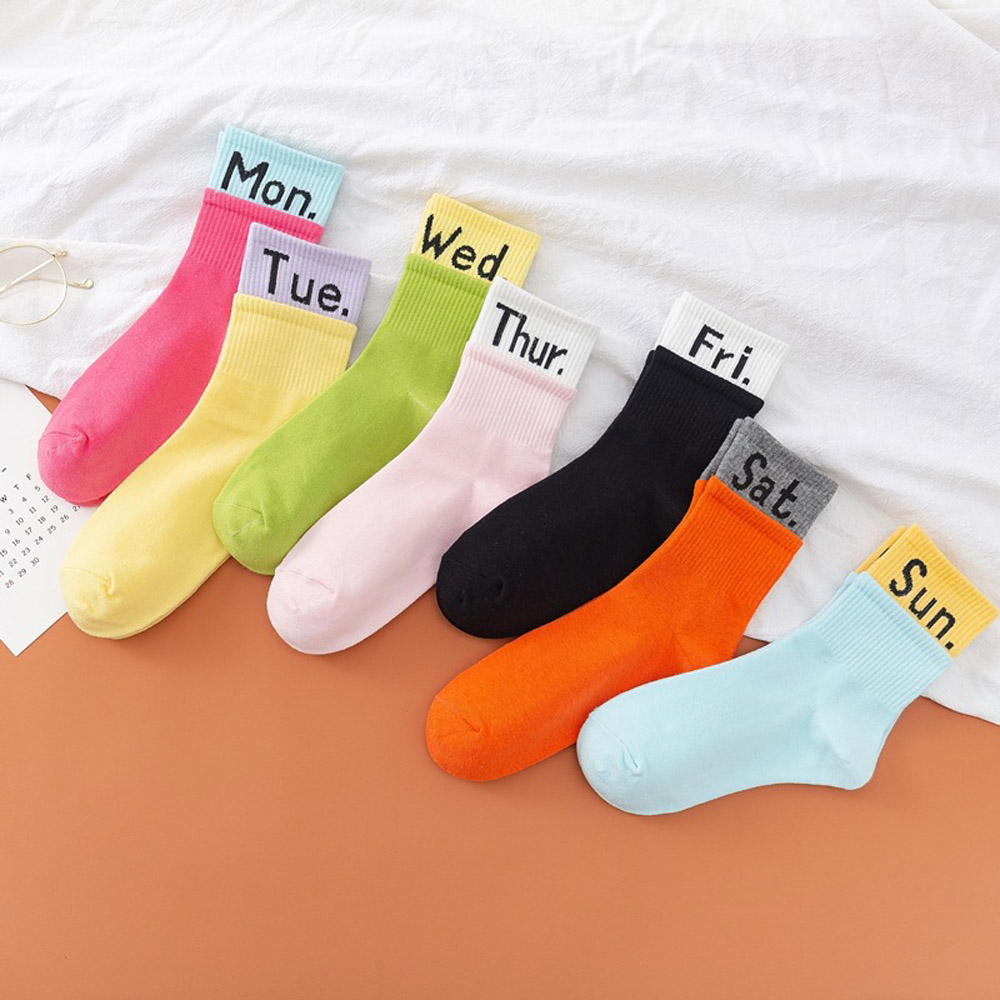 BACK2LIFE Socks Women's Socks Fashion British Style Weekly Socks Anti-friction Weekly Solid Color Casual Breathable Business Cotton Socks | BigBuy360 - bigbuy360.vn