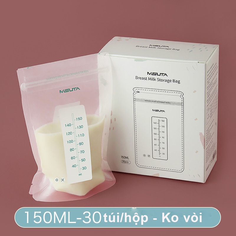 Túi trữ sữa Misuta 150ml 200ml, túi zip an toàn tiện lợi hộp 30 túi