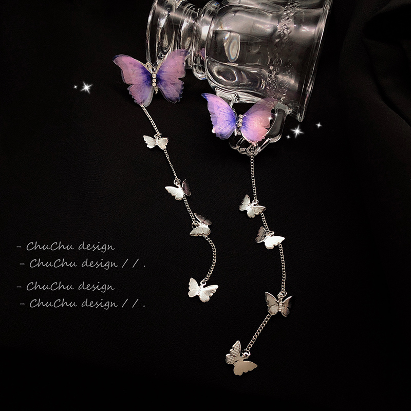 BUTTERFLY 1 Cặp Kẹp Tóc Kim Loại Hình Bướm 3d