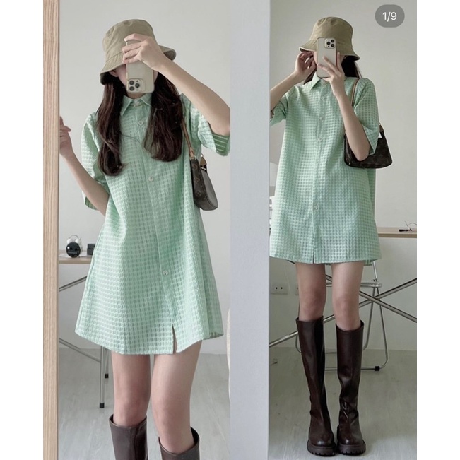 Đầm sơmi 2 Màu vải dày dặn