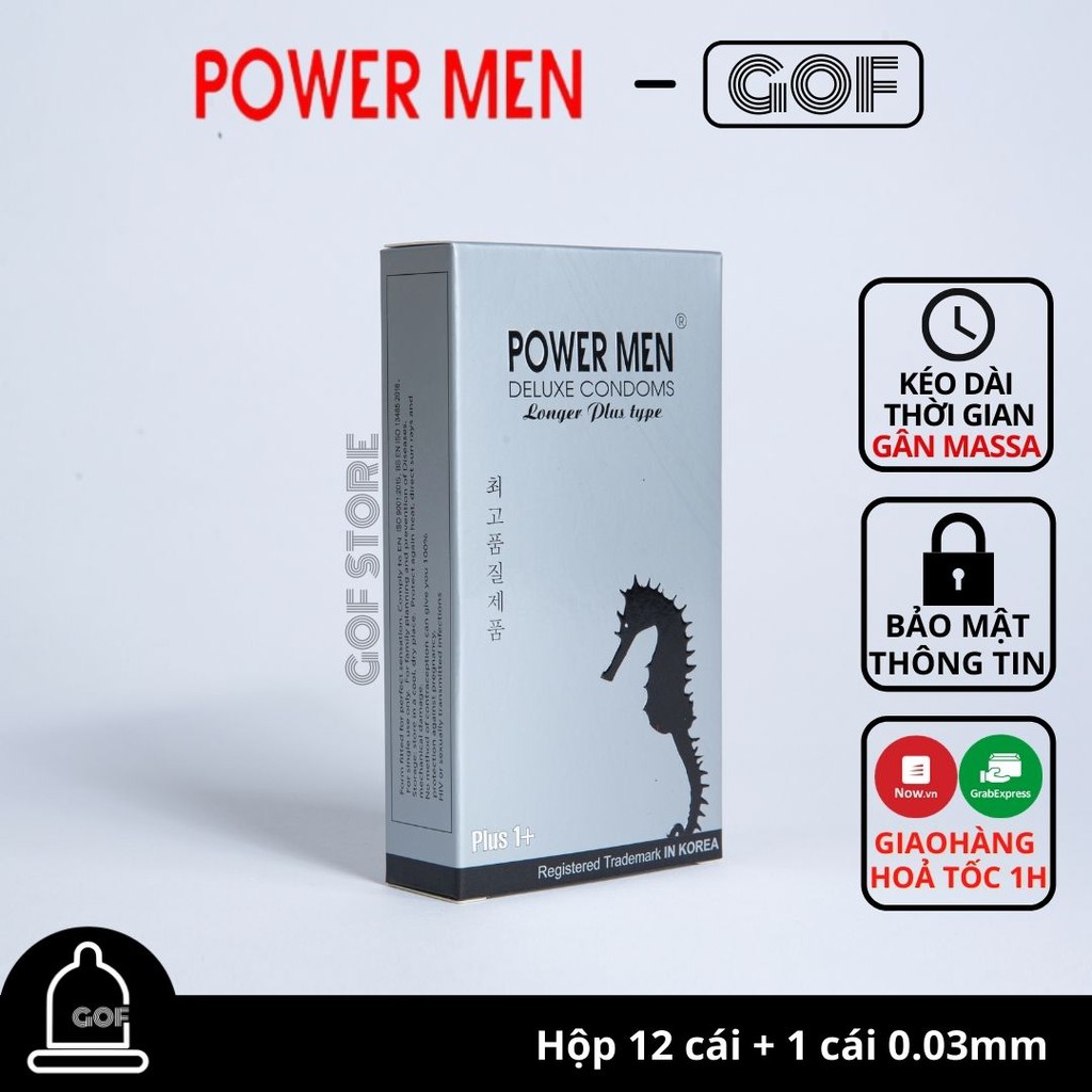 Bao cao su Power men kéo dài thời gian trị xuất tinh sớm long plus Hộp 12 bao- Chính Hãng - GoF Store