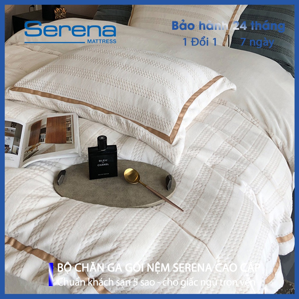 Bộ Drap Giường Nỉ Nhung 5 Món SERENA Bộ Chăn Ga Gối Nỉ Cao Cấp - Hệ Thống Nệm