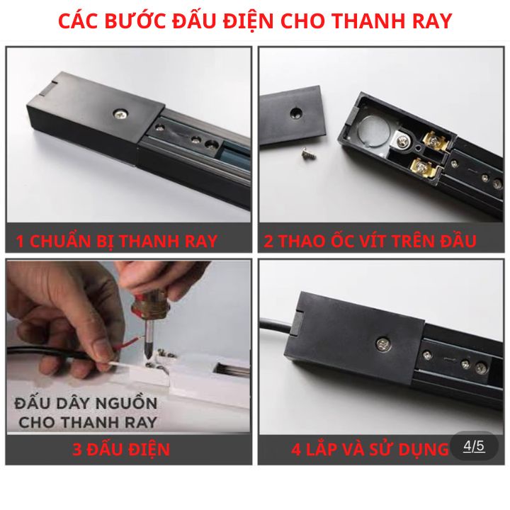 Thanh ray đèn rọi ray nhôm treo tường trang trí