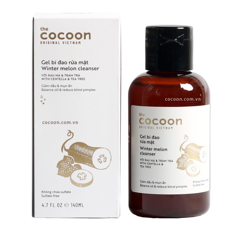 Combo Gel bí đao rửa mặt Cocoon 140ml + Son dưỡng môi dầu dừa bến tre cocoon 5g - Vegan Society