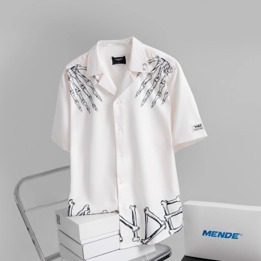 MENDE - Bone Shirt Màu Kem - Áo Sơ Mi Nam Tay Ngắn