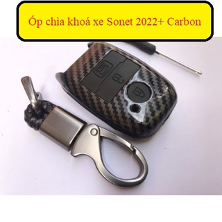 Ốp chìa khoá vân cacbon xe Kia Sonet - Chìa Smartkey, Bao chìa khóa