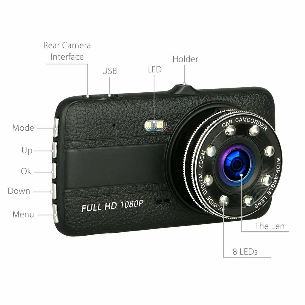 [Mã 253ELSALE hoàn 7% đơn 300K] Camera hanh trình ô tô Full HD ONTEK 8LED, Camera trước/ sau