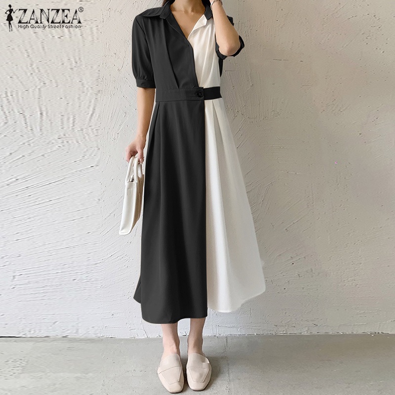 Đầm ZANZEA ngắn tay cổ chữ v thời trang nữ tính