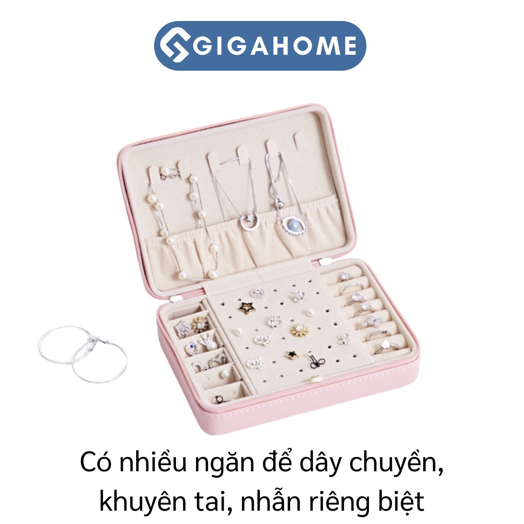 Hộp Đựng Trang Sức, Bảo Quản Phụ Kiện Nhiều Ngăn Bọc Da Pu GIGAHOME 9505