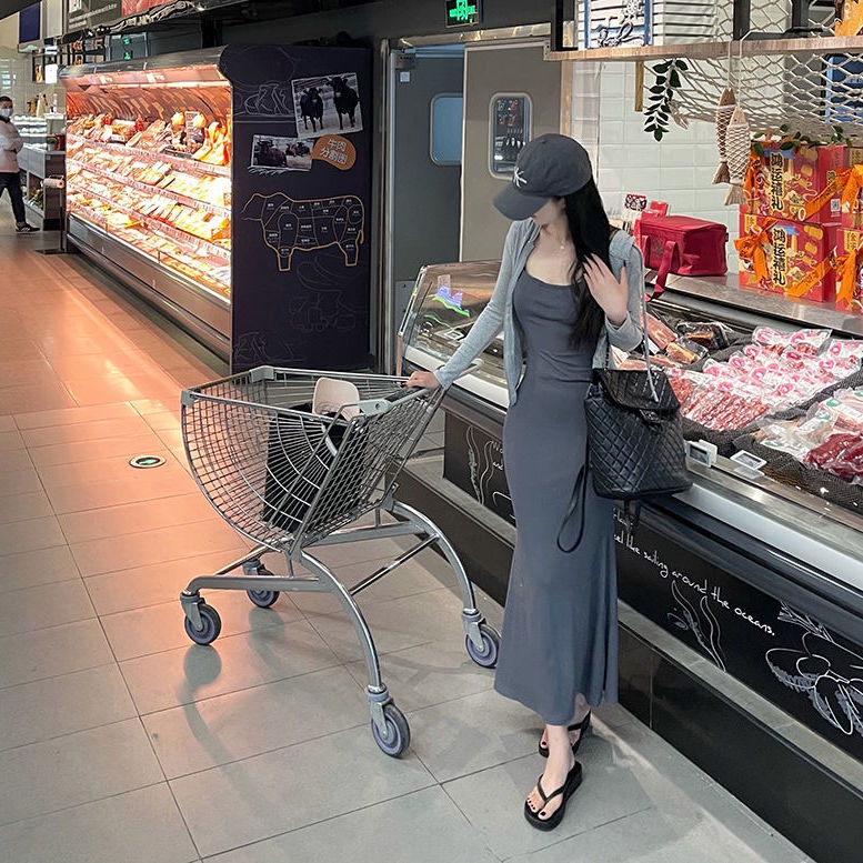 Đầm Đuôi Cá Hai Dây Dáng Dài Chất Liệu Cotton Thân Thiện Với Môi Trường