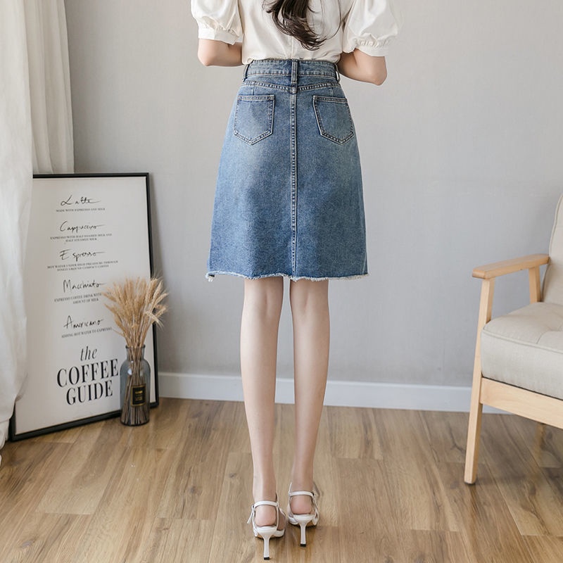 Chân Váy Denim Chữ a Lưng Cao Phối Ren Phong Cách Hàn Quốc Dễ Phối Đồ Thời Trang Cho Nữ