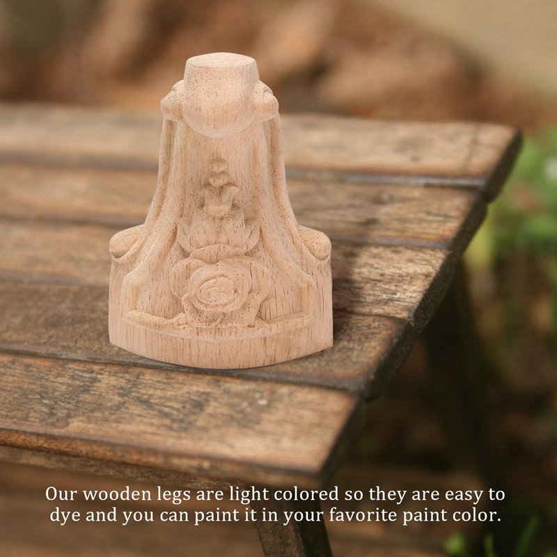 Set 4 Chân Gỗ 10x6cm Chạm Khắc Tinh Xảo Lót Chân Tủ Tivi Phong Cách Châu Âu