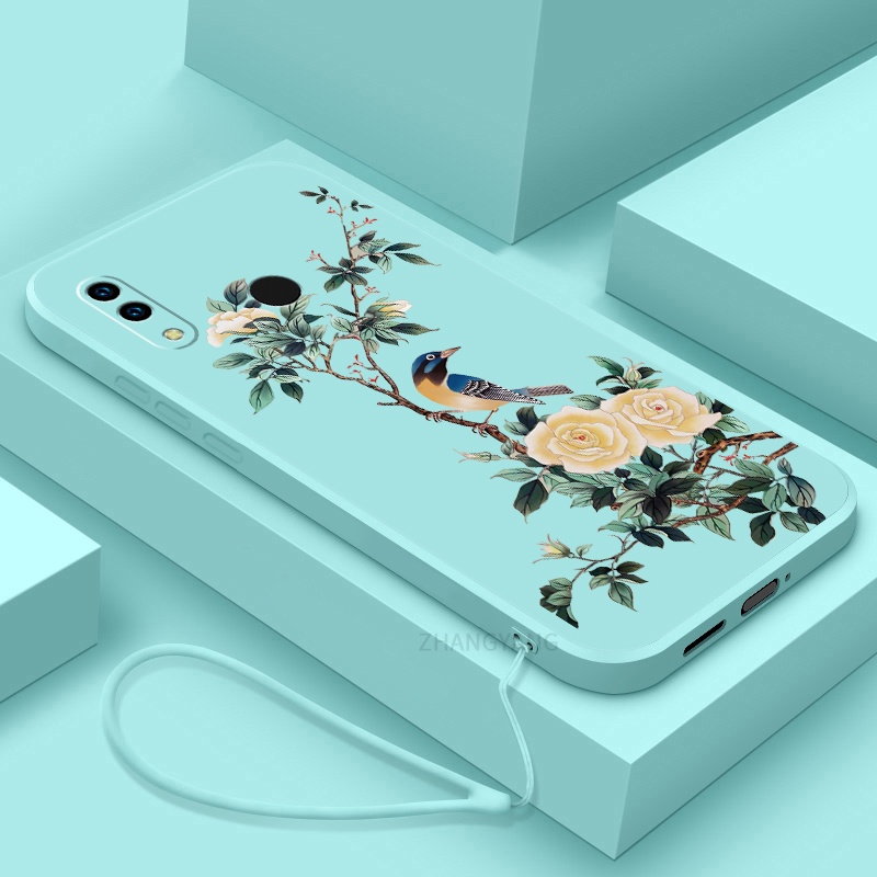 Ốp Điện Thoại TPU Mềm Họa Tiết Hoa Và Chim Có Dây Đeo Cho Huawei nova 3i nova 3