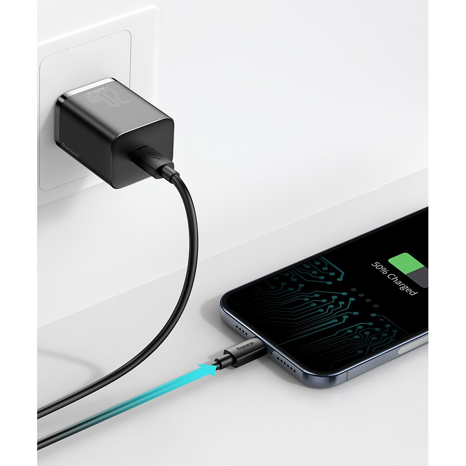 Bộ củ cáp sạc nhanh 20W dành riêng iPhone 12 chính hãng Baseus tương thích iPhone/ iPad/iPad Pro