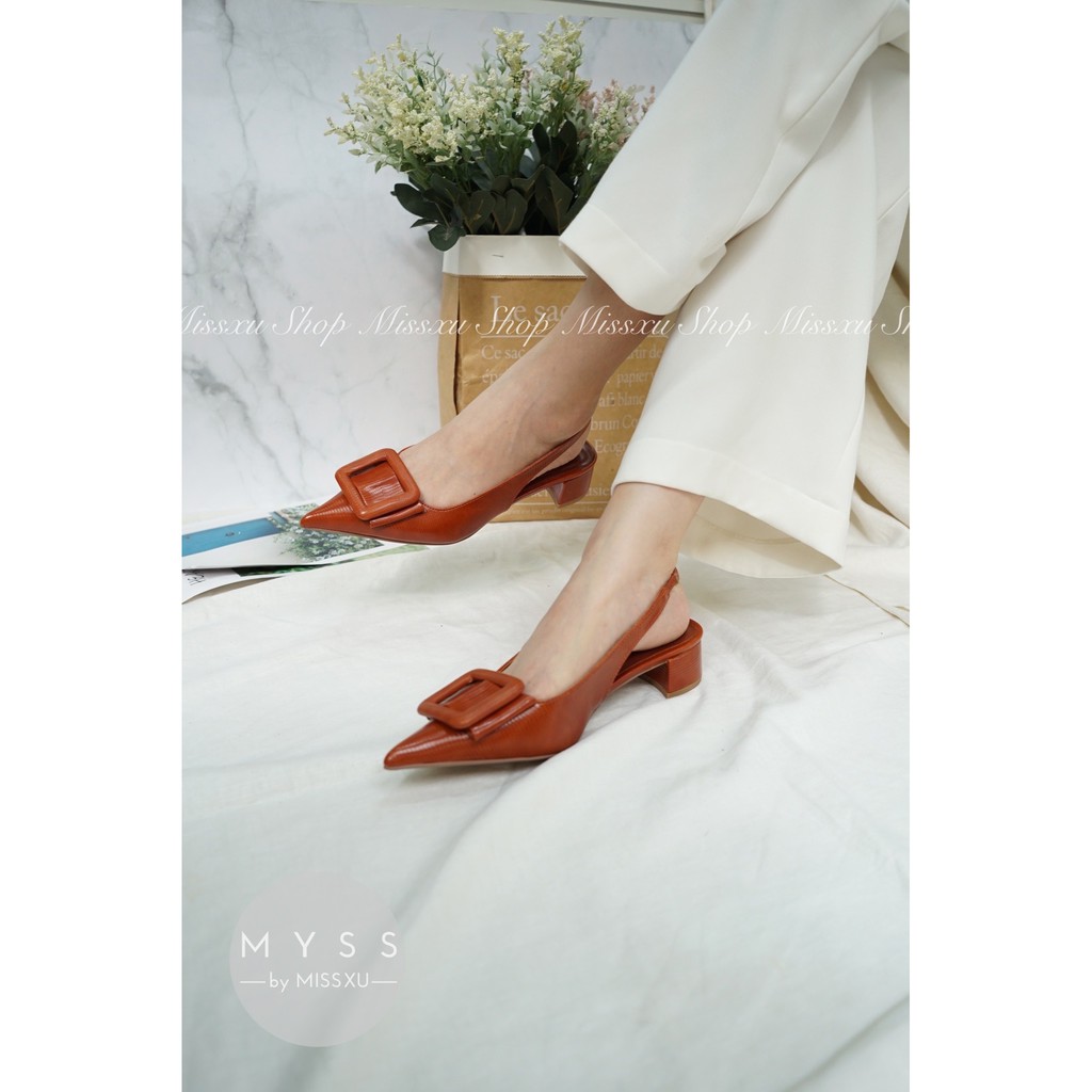 Giày nữ mũi nhọn cài khoen gót trụ 3cm thời trang MYSS - CG154