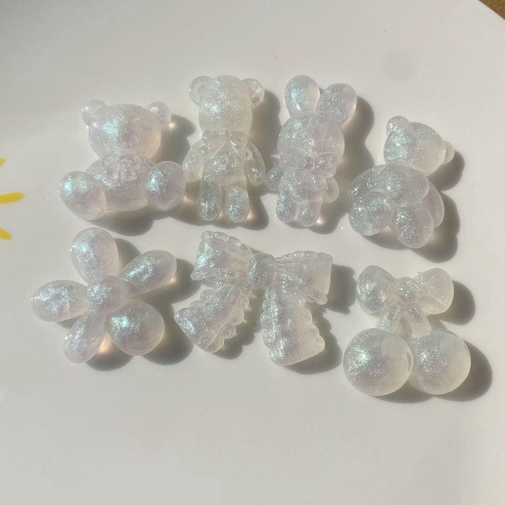 Set 10 Ghim Cài Áo 3D Đính Đá Pha Lê Hình Gấu Thỏ Sang Trọng DIY