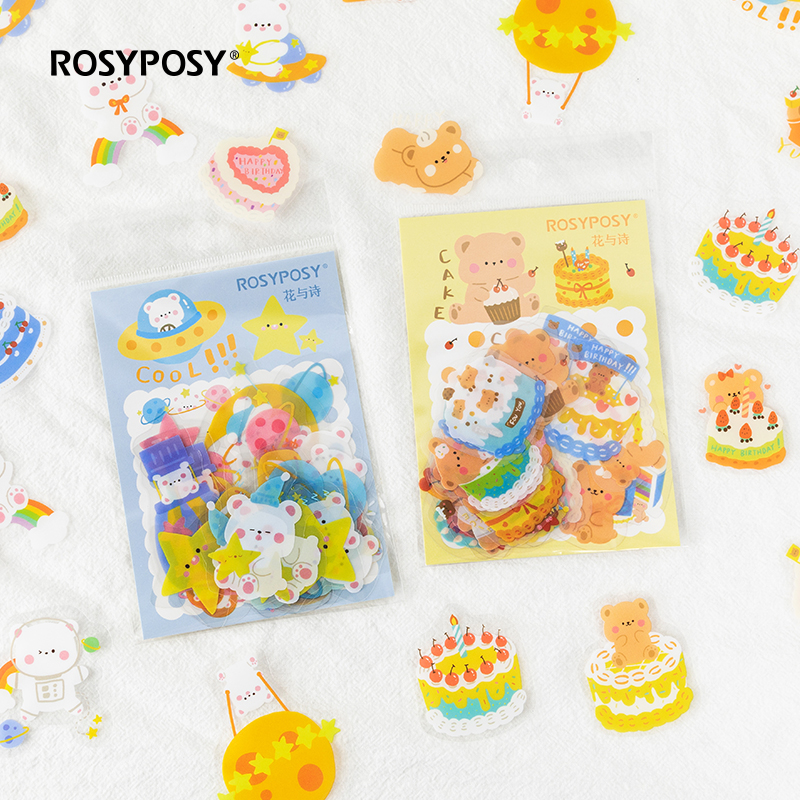 Set 40 miếng dán hoạt hình dễ thương trang trí sổ tay diy