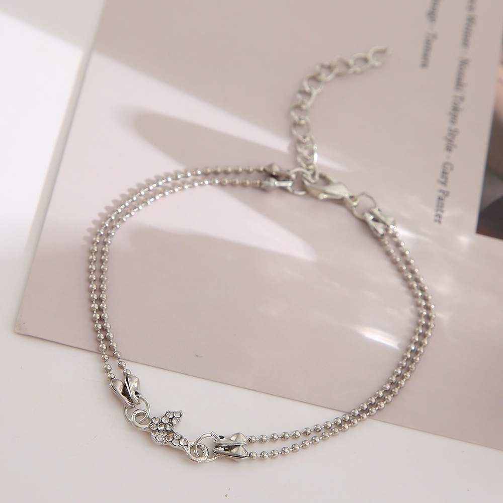 Vòng Tay Chuỗi Hạt Hai Lớp Mặt Hình Bướm Thời Trang Cho Nữ