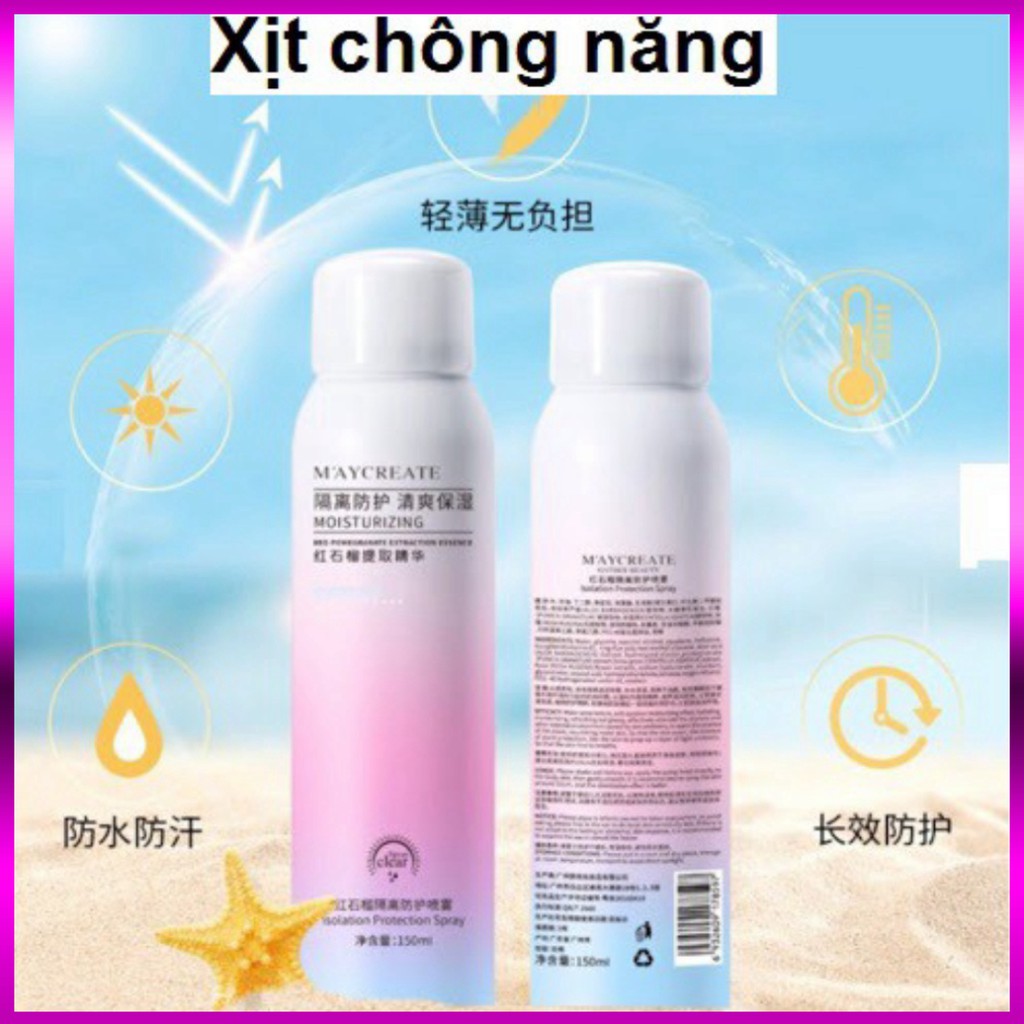 Kem Chống Nắng Trắng Da Dạng Xịt May'Create Chai 150Ml