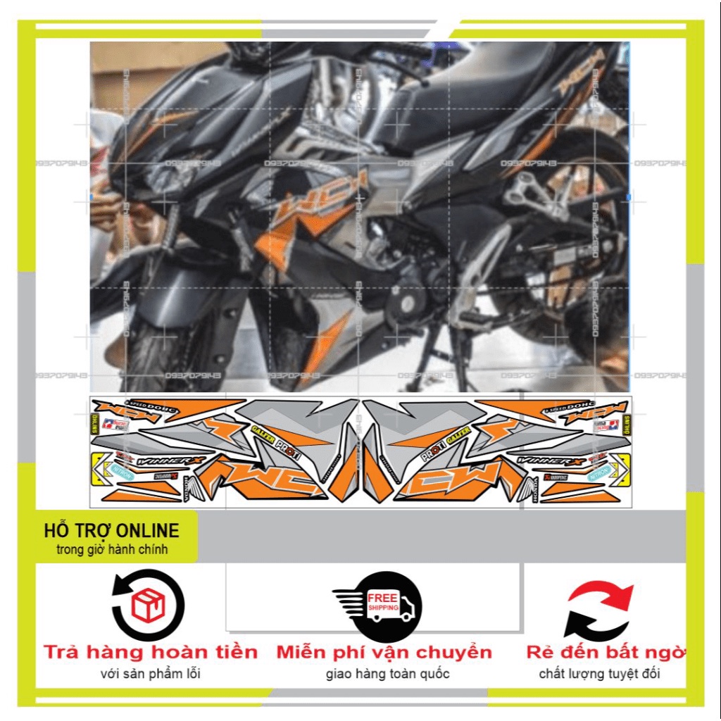 TEM XE WINNER X MẪU ZIN CAM ĐEN -- SHIN DECAL 2