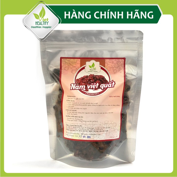 Viet Healthy - Nam việt quất khô Mỹ (500g) giàu chất chống oxi hóa, vitamin C - E - K và chất xơ