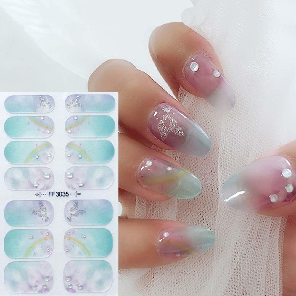 OCEANMAP Tờ 14 Miếng Dán Trang Trí Móng Tay Tự Dính DIY Thời Trang