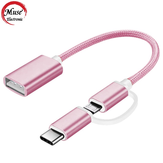 Dây Cáp Chuyển Đổi Dữ Liệu OTG Type-c Sang Usb 2 Trong 1 Cho Điện Thoại / Máy Tính Bảng