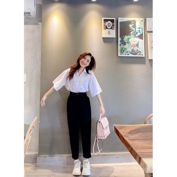 Quần baggy nữ quần tây nữ công sở lưng cao ống rộng đi học bigsize QT01