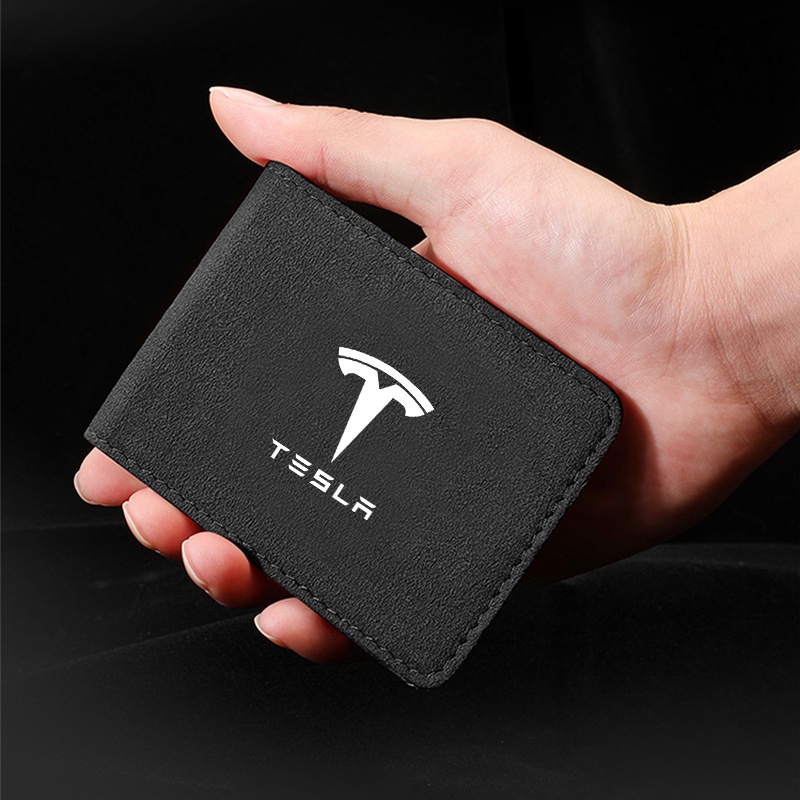 1 Túi Da Đen Đựng Bằng Lái Xe Hơi Tesla Model 3 X Y