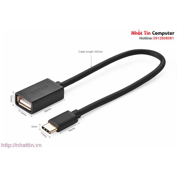 Cáp OTG USB Type-C sang USB 2.0 chuẩn A cổng âm - Ugreen 30175 chính hãng