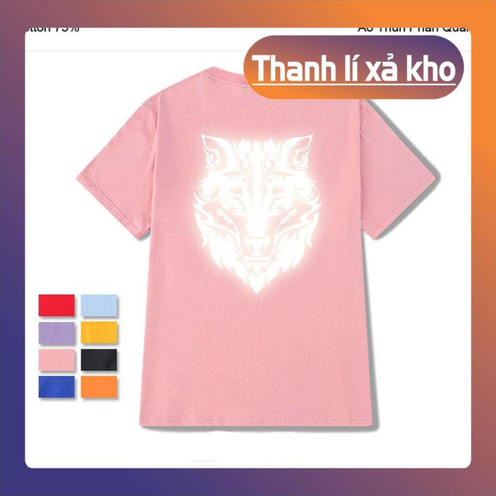 Áo Thun Phản Quang Chó Sói Hoa Văn Cotton 75%,Form Rộng Unisex,Nam Nữ Đẹp Ken T-Shirt.