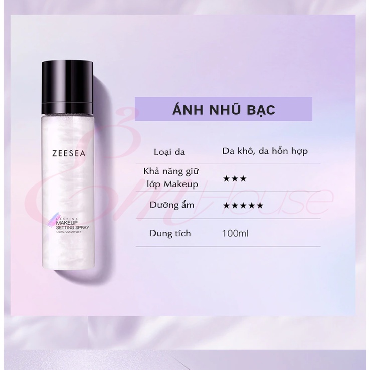 Xịt Khóa Trang Điểm Lâu Trôi Ánh Nhũ Nhẹ ZEESEA Long Lasting Gloss Setting Spray
