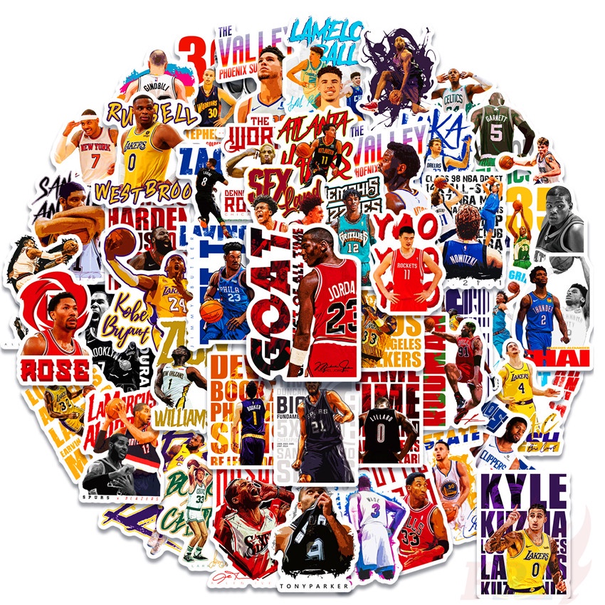 Bộ 50 Cái ❉ Nba Miếng Dán Trang Trí Hình Các Cầu Thủ Bóng Rổ Superstar 03 Mini ❉ Sticker Dán Tường Chống Thấm Nước Thời Trang