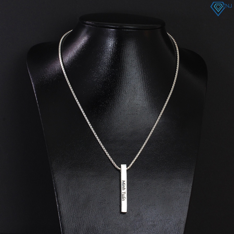 Dây chuyền bạc nam hình trụ vuông khắc tên theo yêu cầu DCA0074 - Trang Sức TNJ