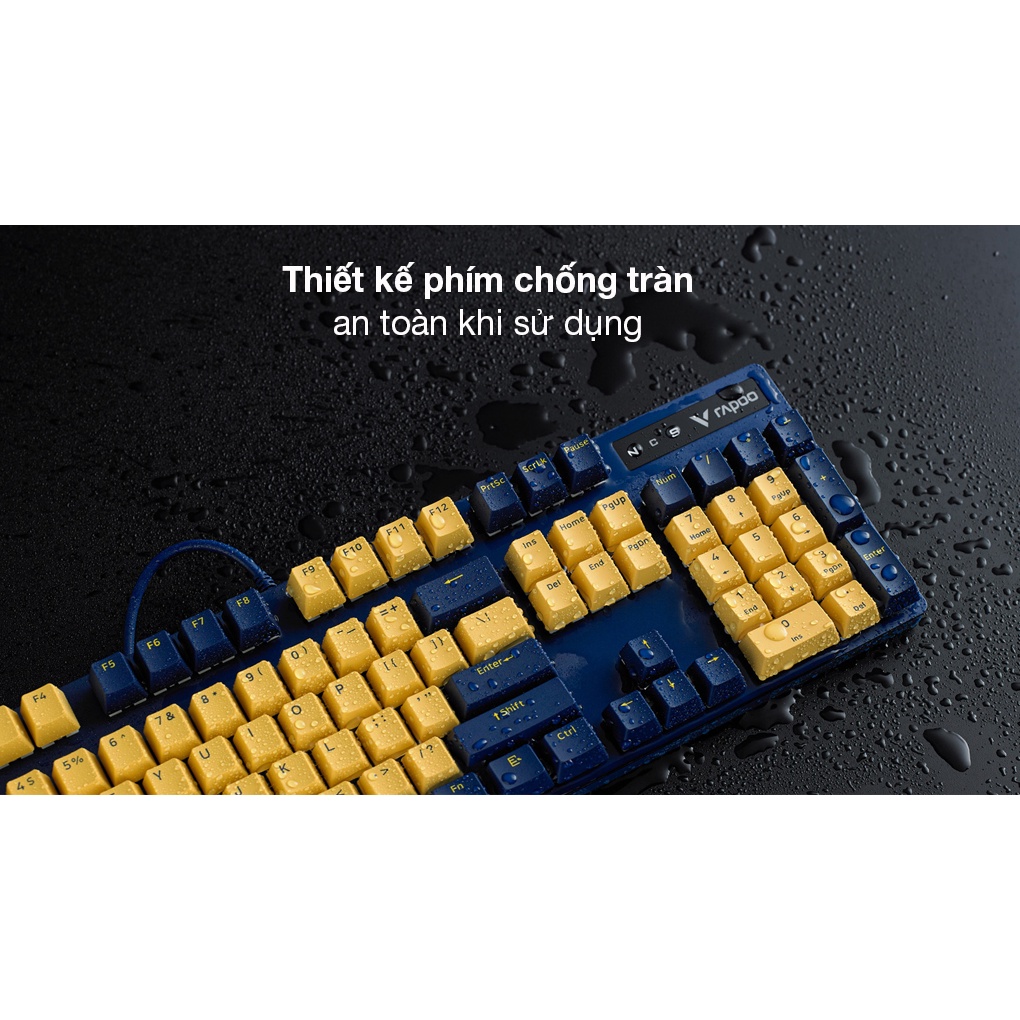Bàn Phím Cơ Gaming Rapoo V500Pro Yellow Blue - Hàng chính hãng