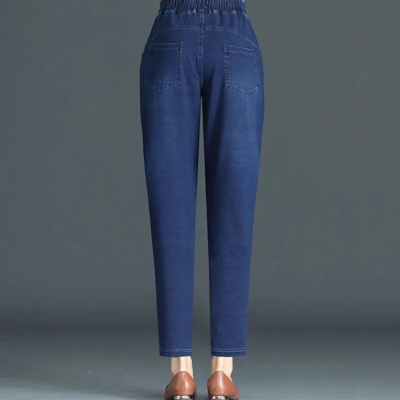 Quần Jeans Harem Lưng Cao Co Giãn Dáng Rộng Phong Cách Thời Trang Mới Dành Cho Phụ Nữ Trung Niên