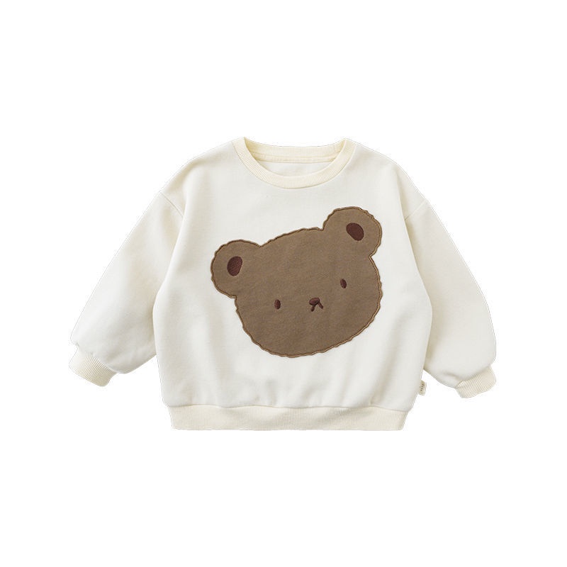 Bộ Áo Sweater Tay Dài Thêu Hình Gấu Hoạt Hình + Quần Dài Thời Trang Xuân Thu Cho Bé Gái