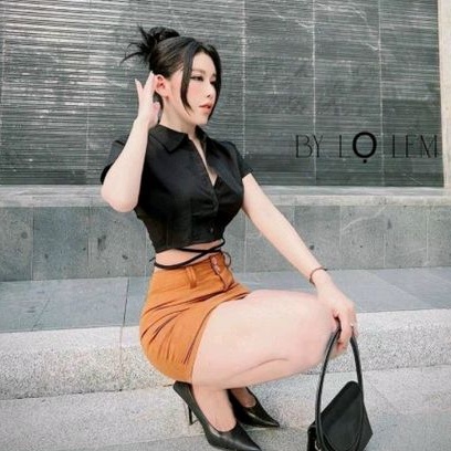 Áo sơ mi croptop dây chéo eo siêu Hot