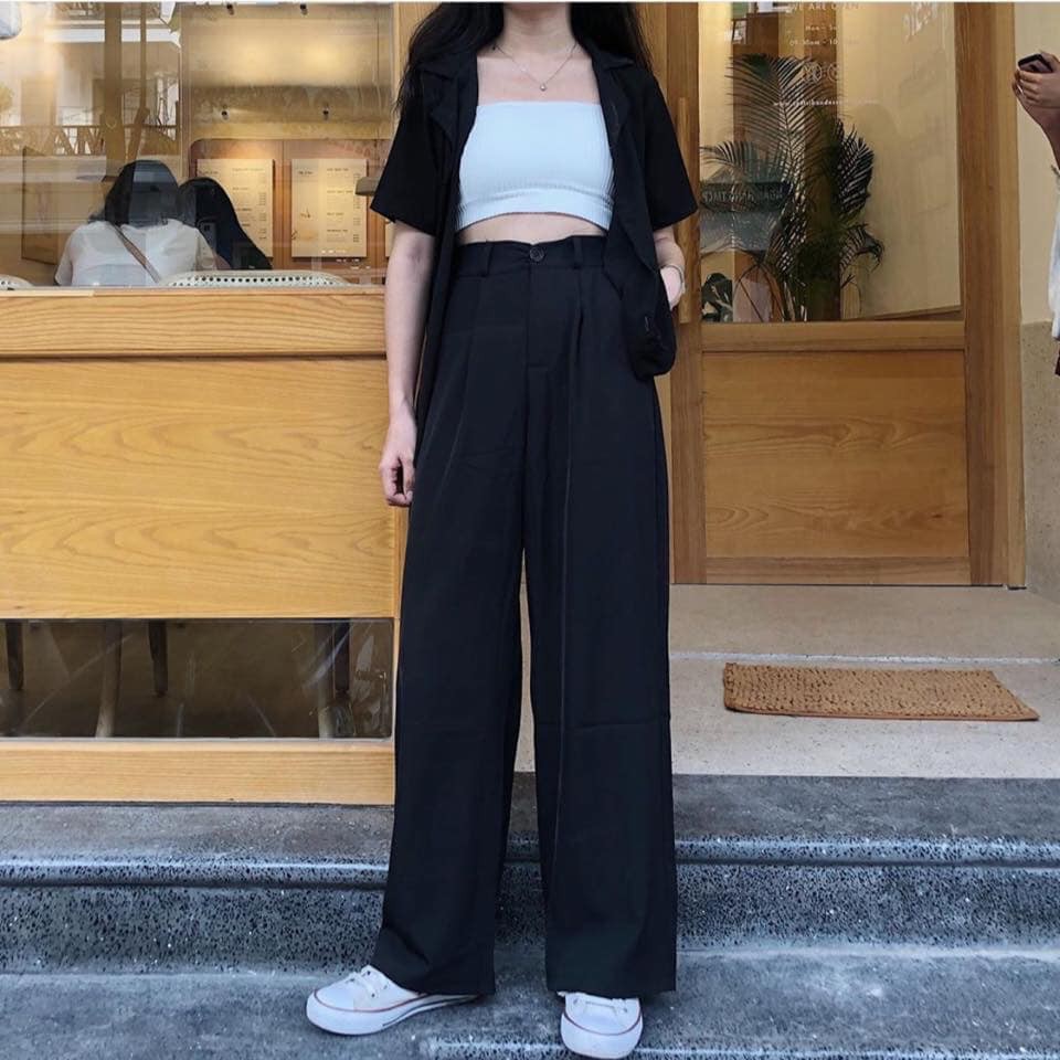 Quần suông ống rộng cạp khuy nữ - Quần ống sớ tuyết mưa 3 màu culottes ulzzang HOT | BigBuy360 - bigbuy360.vn