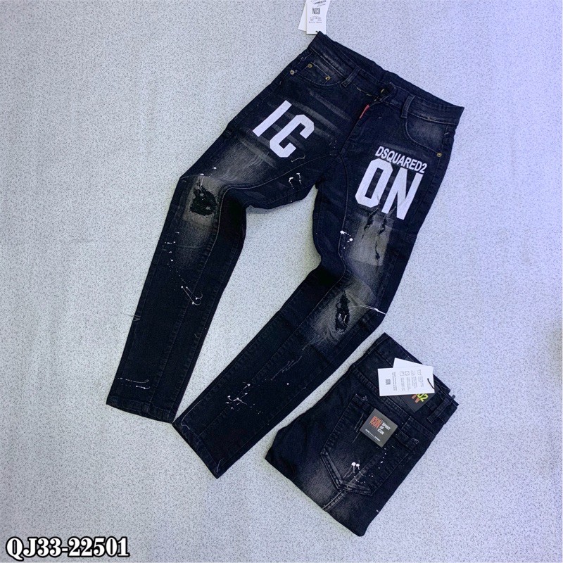 Quần jean rách in chữ Icon QJ33 và QJ30