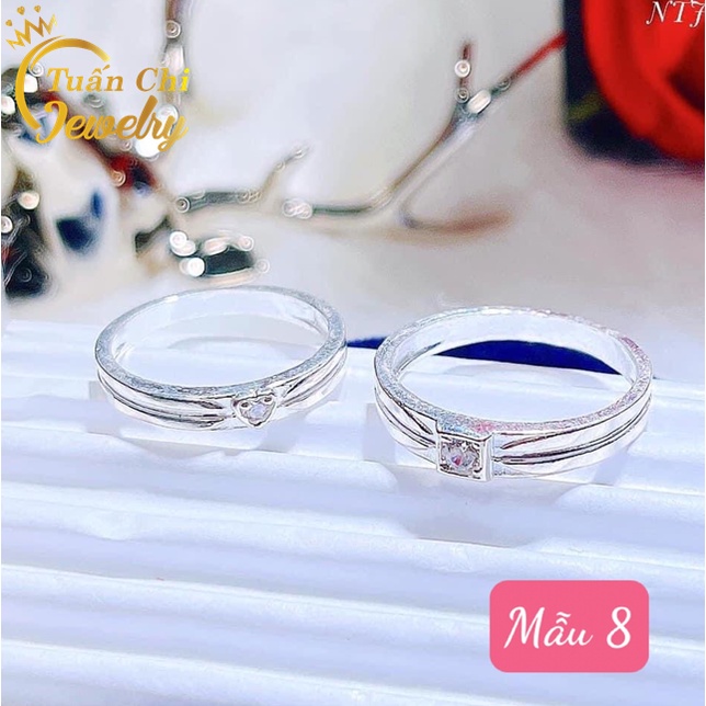 ⚡DEAL SỐC⚡ Nhẫn Đôi Bạc Cao Cấp, Đính Đá Sang Trọng, Khắc Tên Ý Nghĩa, Tặng Hộp Xinh