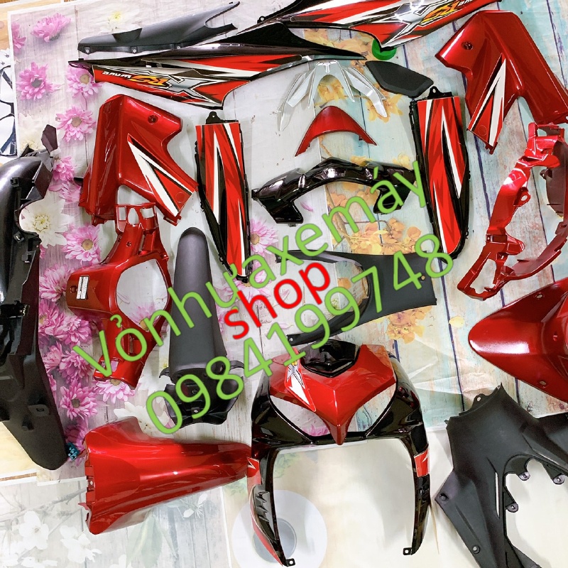 Bộ yếm xe -Dàn áo xe Wave RSX 110 MÀU ĐỎ -rs110 -rsx 2010- nhựa nguyên sinh ABS KHUÔN MỚI -BAO KHÍT