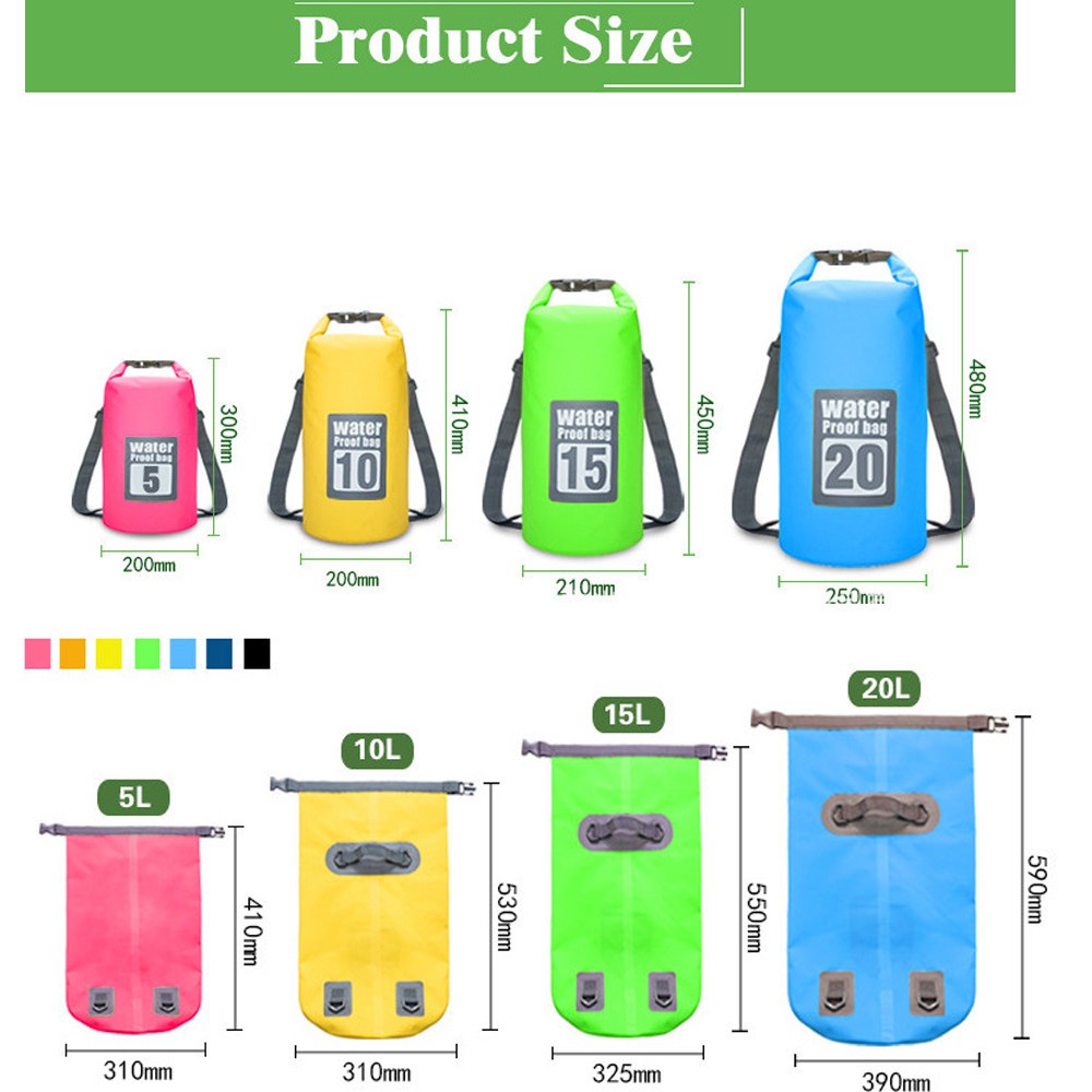 Túi Đựng Đồ Đi Bơi Bằng Nhựa PVC Chống Thấm Nước 5L/10L/15L/20L 30L