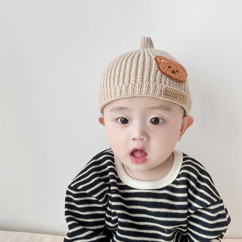 Mũ Len Dệt Kim Họa Tiết Hoạt Hình Xinh Xắn Theo Phong Cách Thu Đông Dành Cho Bé